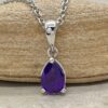 Pear Cut Purple Amethyst Half Carat Pendant White Gold Platinum LS6654
