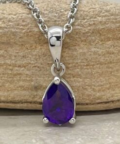 Pear Cut Purple Amethyst Half Carat Pendant White Gold Platinum LS6654
