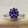 Purple Amethyst Gemstone Oval Cut Halo Ring White Gold Platinum LS6656