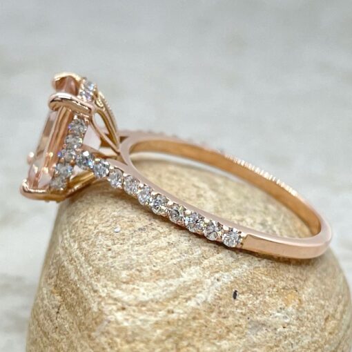 White Diamond Pink Morganite Engagement Ring Filigree Rose Gold LS6542