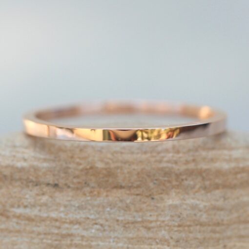 Minimalist Square Edge Wedding Band in Solid 14k Rose Gold LS6270