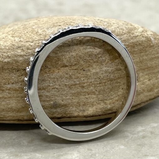 Moissanite Wedding Ring Half Eternity Round Cut Platinum LS6062