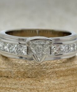 Natural Diamond Trillion Man's Wedding Band White Gold Platinum LS6613