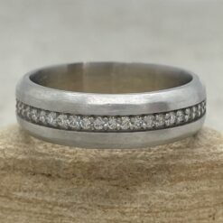White Diamond Man's Band with Matte Finish in 14k White Gold LS6651