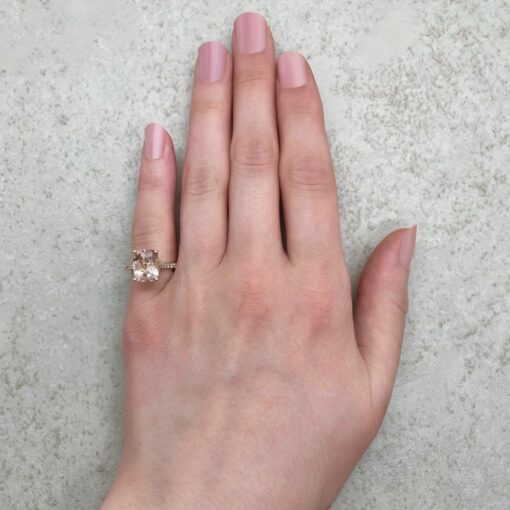 AAA Peachy Pink Morganite Cushion Cut Engagement Ring Rose Gold LS6648