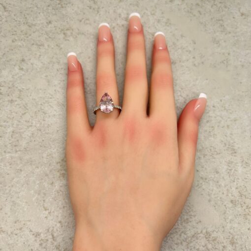 AAA Pink Morganite Gemstone Engagement Ring White Gold Platinum LS6696