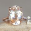Elongated Oval Light Peach Morganite Engagement Ring Rose Gold LS6204