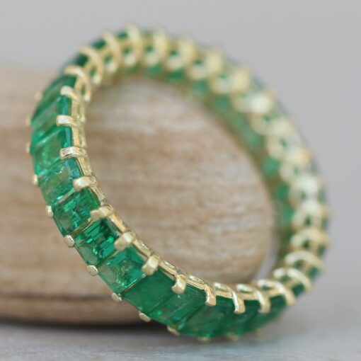 Emerald Full Eternity Wedding Band for May in 18k Yellow Gold LS6314