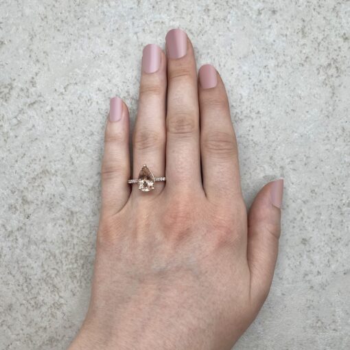 Genuine Peach Pink Morganite Diamond Engagement Ring Rose Gold LS6700