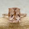 Genuine Peach Pink Morganite Gemstone Engagement Ring Rose Gold LS6648