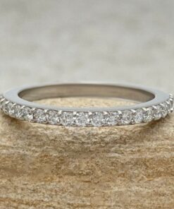 Lab Organic Round Cut Diamond Wedding Band White Gold Platinum LS6697