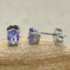 Oval Cut Tanzanite Earrings Filigree Basket White Gold Platinum LS6553