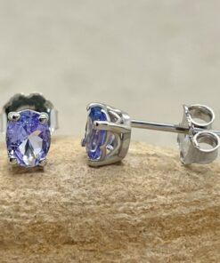 Oval Cut Tanzanite Earrings Filigree Basket White Gold Platinum LS6553
