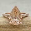 Peachy Pink Morganite Engagement Ring Beaded Filigree Rose Gold LS6700
