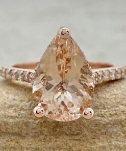 Peachy Pink Morganite Engagement Ring Beaded Filigree Rose Gold LS6700