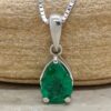 Pear Shape Emerald Pendant May Birthstone White Gold Platinum LS6735