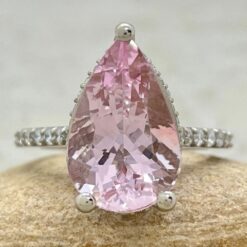 Rare Pink Morganite Diamond Engagement Ring White Gold Platinum LS6696