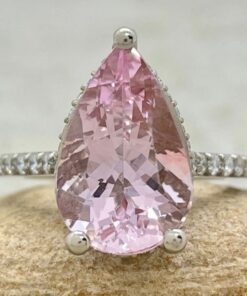 Rare Pink Morganite Diamond Engagement Ring White Gold Platinum LS6696
