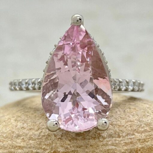 Rare Pink Morganite Diamond Engagement Ring White Gold Platinum LS6696