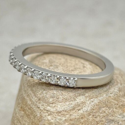 Round Diamond Half Eternity Stackable Ring White Gold Platinum LS6697