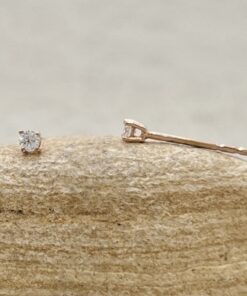 Solitaire Round Cut Earrings Diamond Birthstone Gift Rose Gold LS6437