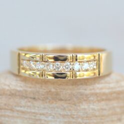 Modern Style Diamond Man's Wedding Band Channel Set Yellow Gold LS6261