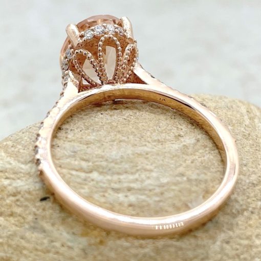 Oval Morganite Engagement Ring with Filigree in 18k Rose Gold LS6170