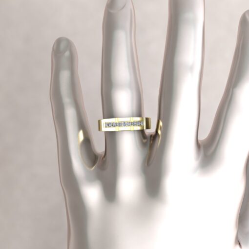 Prong Channel Set Man's Band Lab Organic Diamonds Yellow Gold LS6261