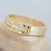 Round Cut White Diamond Prong Channel Set Man Band Yellow Gold LS6261