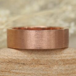 Wide Comfort Fit Handmade Man's Band Brushed Finish Rose Gold LS2055
