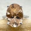 Big Oval Morganite Engagement Ring with Diamond 14k White Gold LS6545