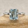 Emerald Cut Blue Aquamarine Engagement Ring White Gold Platinum LS6691