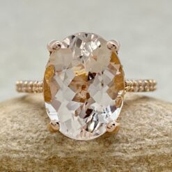 Genuine Light Peach Morganite Diamond Engagement Ring Rose Gold LS6268