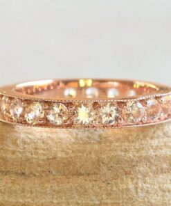 Genuine Peachy Pink Morganite Round Cut Wedding Ring Rose Gold LS6044