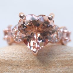 Heart Morganite Engagement Ring Halo Shank 14k Rose Gold LS5900