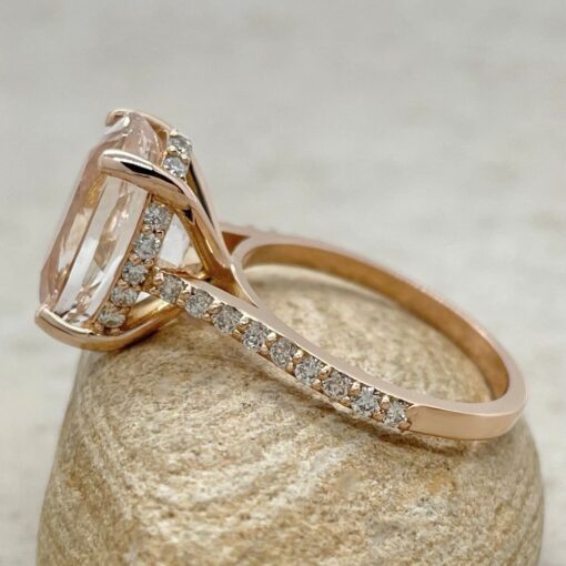 Light Peach Morganite Engagement Ring Cathedral Shank Rose Gold LS6268