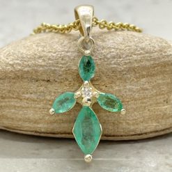 Marquise Emerald Birthstone Pendant for May in 14k Yellow Gold LS6722