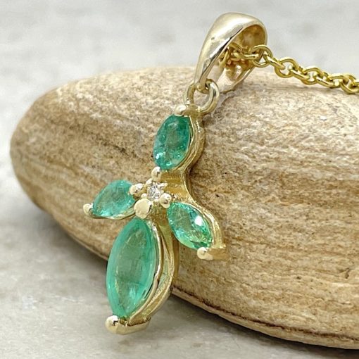 May Birthstone Mother's Pendant with Emeralds 18k Yellow Gold LS6722