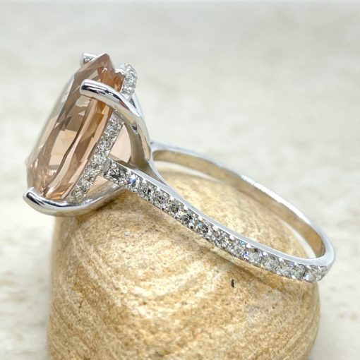 Morganite Cathedral Shank Engagement Ring Oval Platinum LS6545