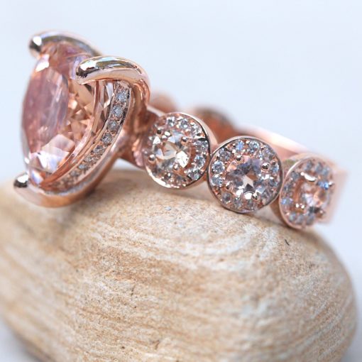 Morganite Halo Ring Heart Shaped with Diamonds 18k Rose Gold LS5900