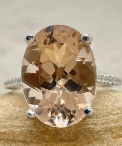 Oval Cut Morganite Diamond Engagement Ring White Gold Platinum LS6545