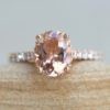 Oval Morganite Engagement Ring with Diamonds in 14k Rose Gold LS638