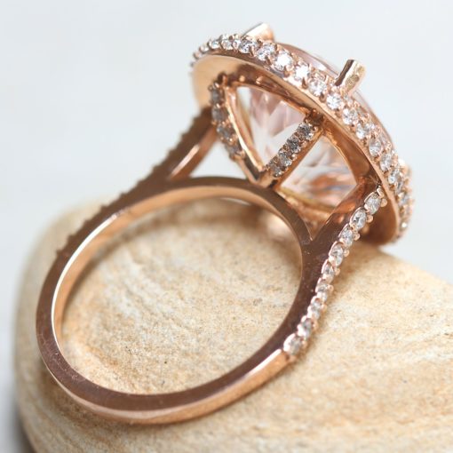 Peach Morganite Engagement Ring with Diamonds 14k Rose Gold LS6342