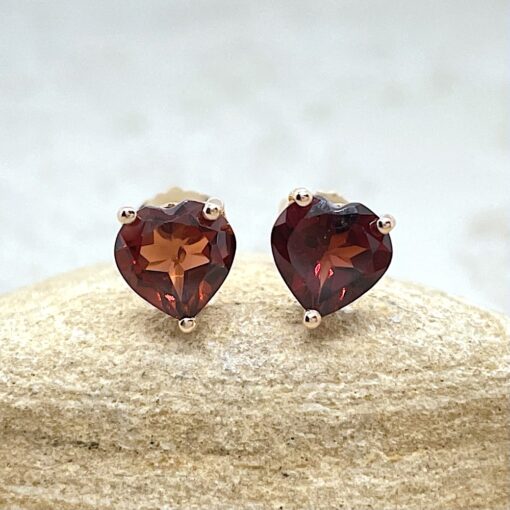 Red Heart Genuine Garnet Earrings January Birthstone Rose Gold LS6688