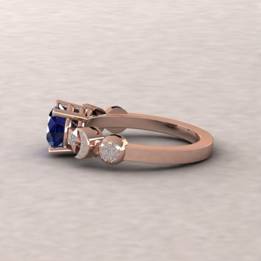 Blue Sapphire Engagement Ring Space Themed in 14k Rose Gold LS5892