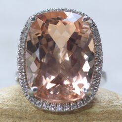 Cushion Cut Peach Morganite Engagement Ring White Gold Platinum LS6197