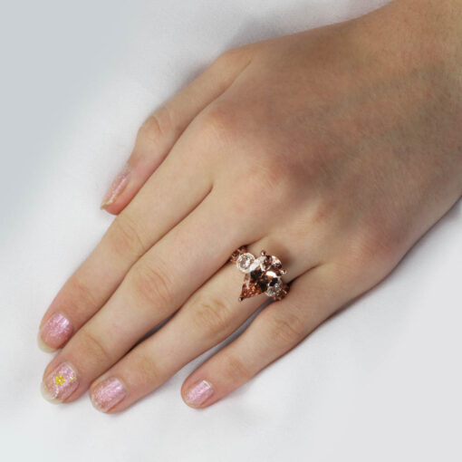 Genuine Peachy Pink Morganite Diamond Engagement Ring Rose Gold LS6747