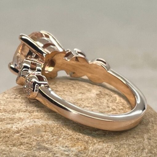 Morganite Lab Organic Diamond Stackable Wedding Ring Rose Gold LS6639