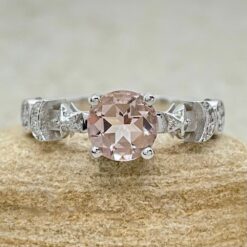Morganite Sun Moon and Star Engagement Ring White Gold Platinum LS6639