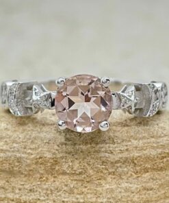 Morganite Sun Moon and Star Engagement Ring White Gold Platinum LS6639